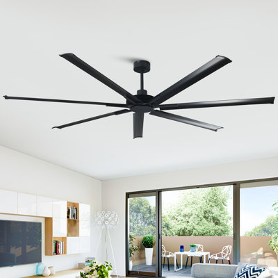 Ventilateur de plafond commercial extra large en aluminium de 100 po avec télécommande et ventilateur de plafond à 6 vitesses à courant continu sans lumière pour entrepôt / garage / atelier / salle de sport