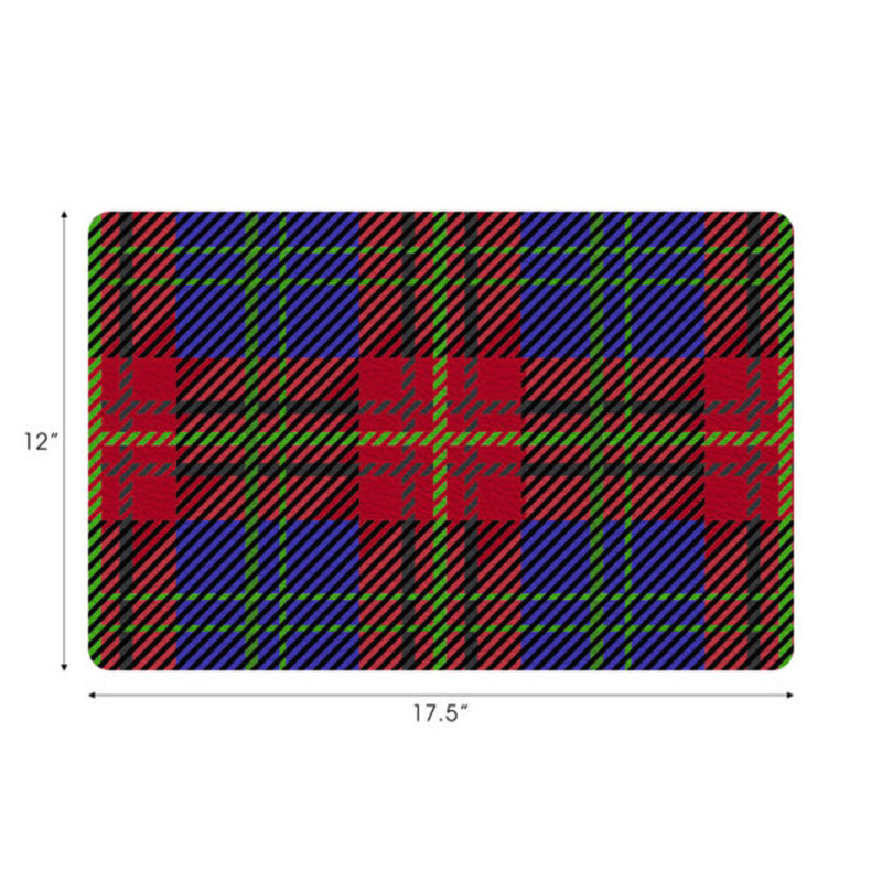 Tartan Vegan Leather Rectangle Pebble Placemat, Blue
