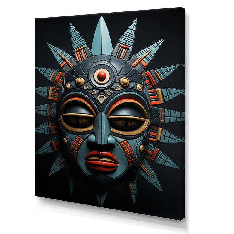 Buok, masque tribal africain Chokwe, H 32 po x l 24 po x P 1 po, Toile tendue