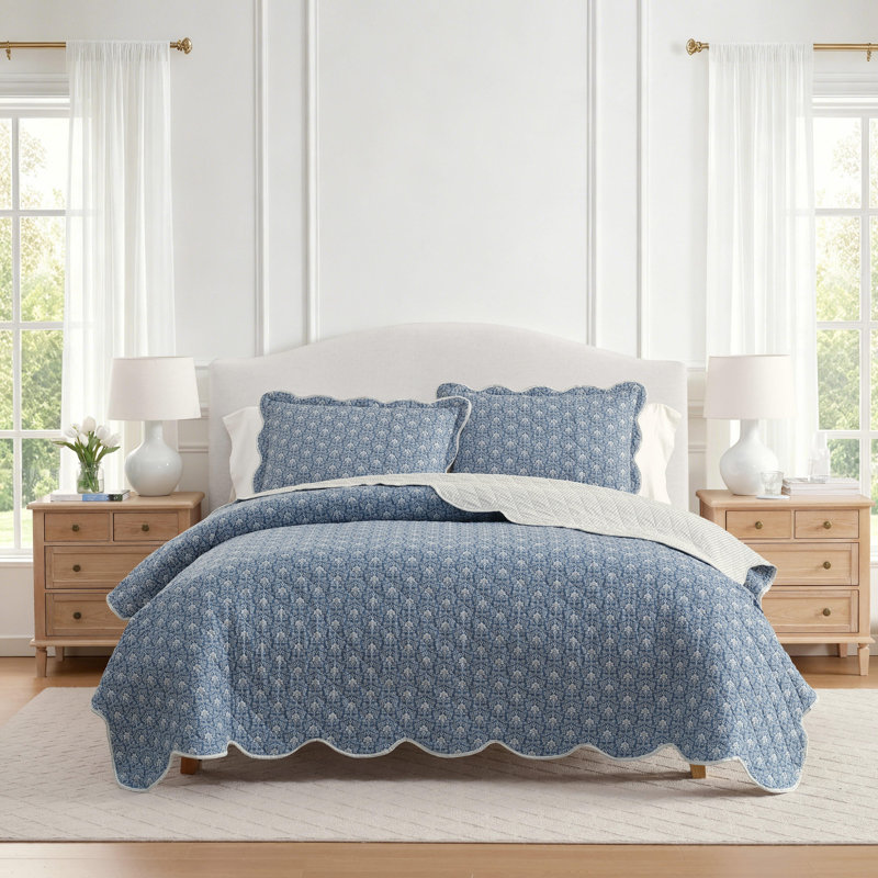 Ensemble de courtepointe réversible en coton Martha Stewart Kingston, Très grand lit