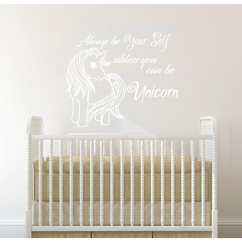 Décalcomanie murale chambre de bébé licorne, Blanc