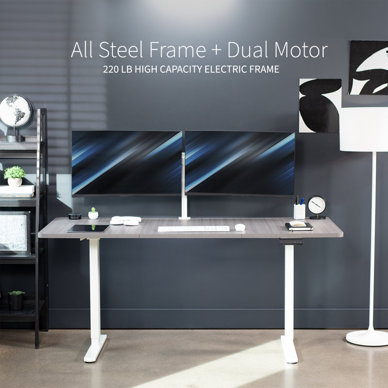 VIVO Electric Dual Motor 71” x 30” Standing Desk, E2B7B Series, Gray/White