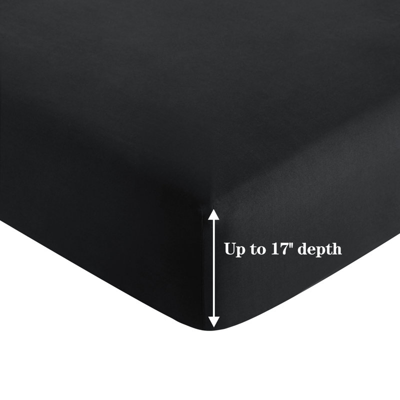 Drap-housse en rayonne de bambou élastique de toutes les saisons de Marina Marina, Drap-housse de taille simple, Noir