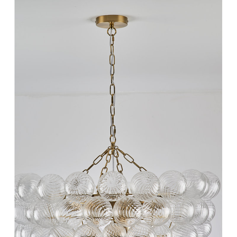 Lustre en verre de Murano soufflé à la main 31 lumières 31,5 pouces avec cadre en laiton doré, chaîne réglable, multi-scène