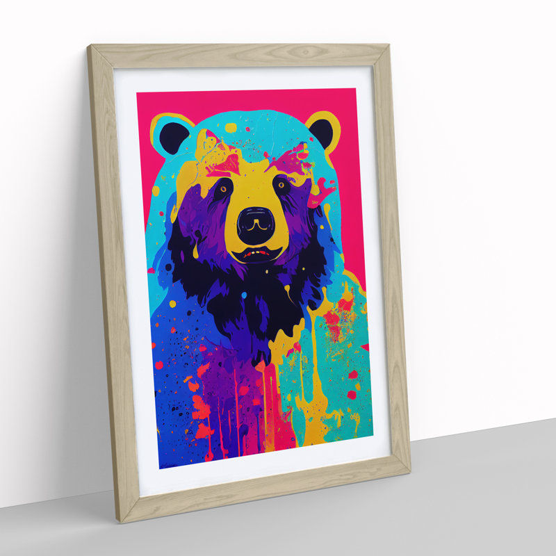 A Bear No.7 Abstract - Single Picture Frame Painting, 46cm H x 34cm W x 2cm D, Oak