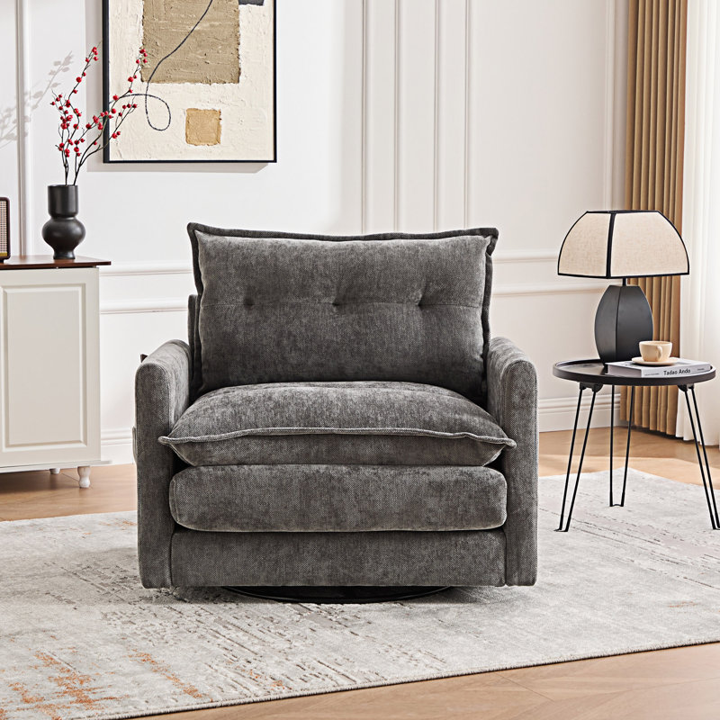 Swivel Barrel Chair Single Sofa, Gray