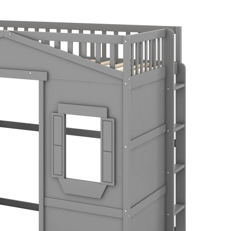 Lit mezzanine simple avec échelle, Gris