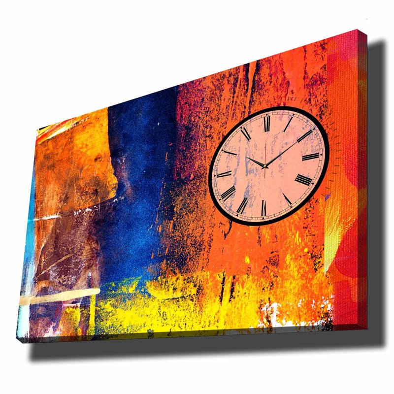 Elegant Canvas Wall Clock, 27.6 x 39.4 inches | 100% Suede Canvas with 100% Wooden Frame (Thickness: 1.1 inches) | Perfect for Home Décor, Stylish Timepiece for Living Room & Office, Unique Design