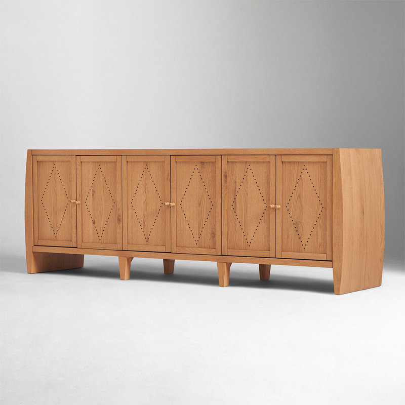 Armoire de rangement de style rétro en bois, H 27,95 po x l 78,74 po x P 18,89 po