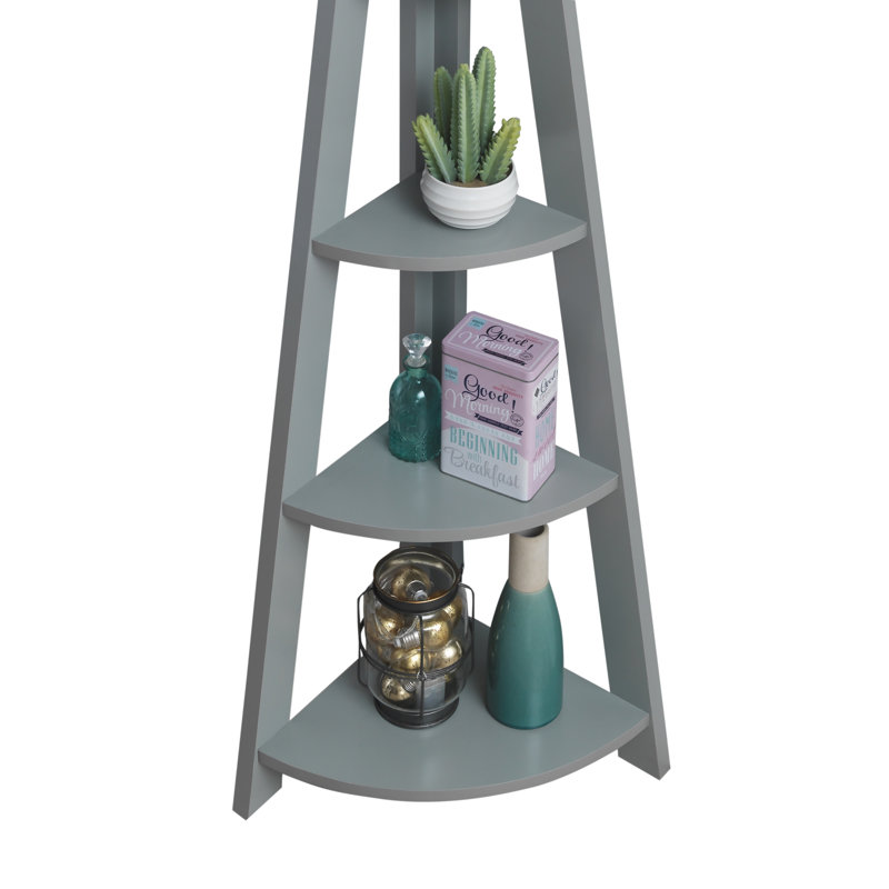Arelious 175.4cm H x 38.6cm W Corner Bookcase, Light Grey
