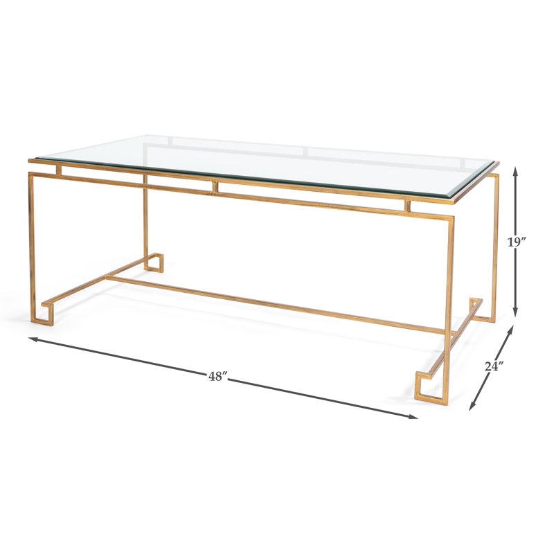 Parallel Sled 48'' Gold Metal and Glass Rectangular Coffee Table