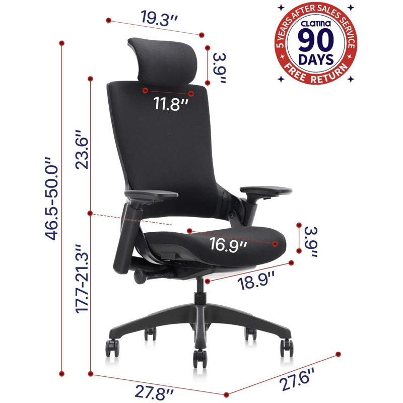 Fauteuil de direction ergonomique Djenkely, Noir, Noir