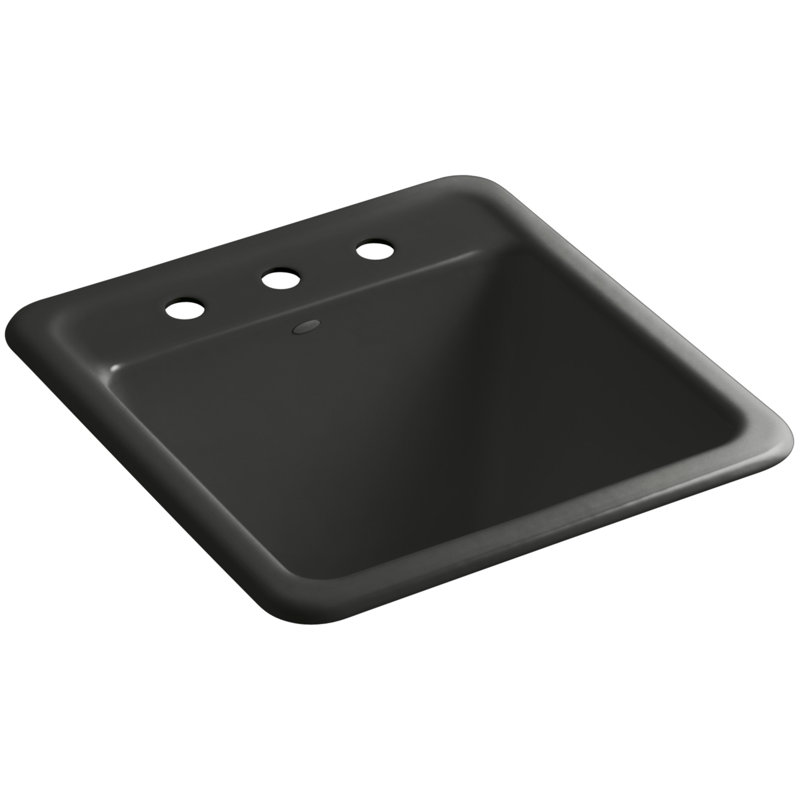 Park Falls 22" L x 21" W Service Sink, Caviar, 3 holes
