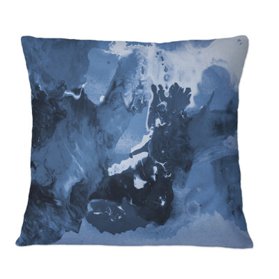 Liquid Art In Shades Of Dark Blue I - Modern Printed Throw Pillow