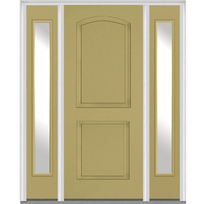 Painted Fiberglass 2-Panel Exterior Door with Two Sidelites