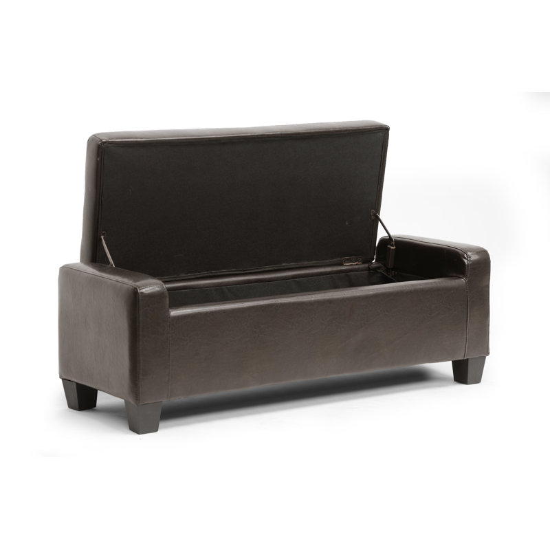 Kaimilani Faux Leather Ottoman, Dark Brown Faux Leather