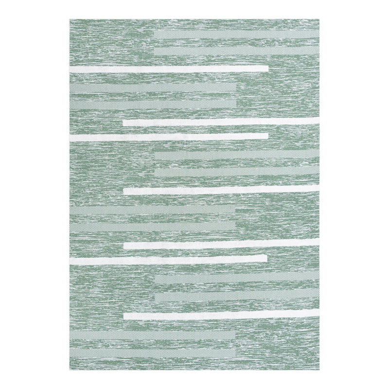 Tapis vert en coton tissé à la machine Jermeka, Rectangle 9 pi 10 po x 14 pi 1 po