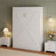 Lit escamotable Queen avec sommier à lattes en bois, armoire de lit murale moderne avec porte à panneaux géométriques, cadre de lit pliable gain de place pour chambre à coucher et chambre d'amis