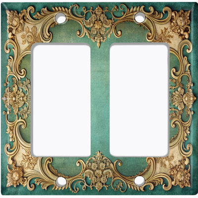 Couvercle de plaque d'interrupteur en métal; Fauteuil à bascule GFI 1 taille US - image imprimée d'un élégant cadre baroque