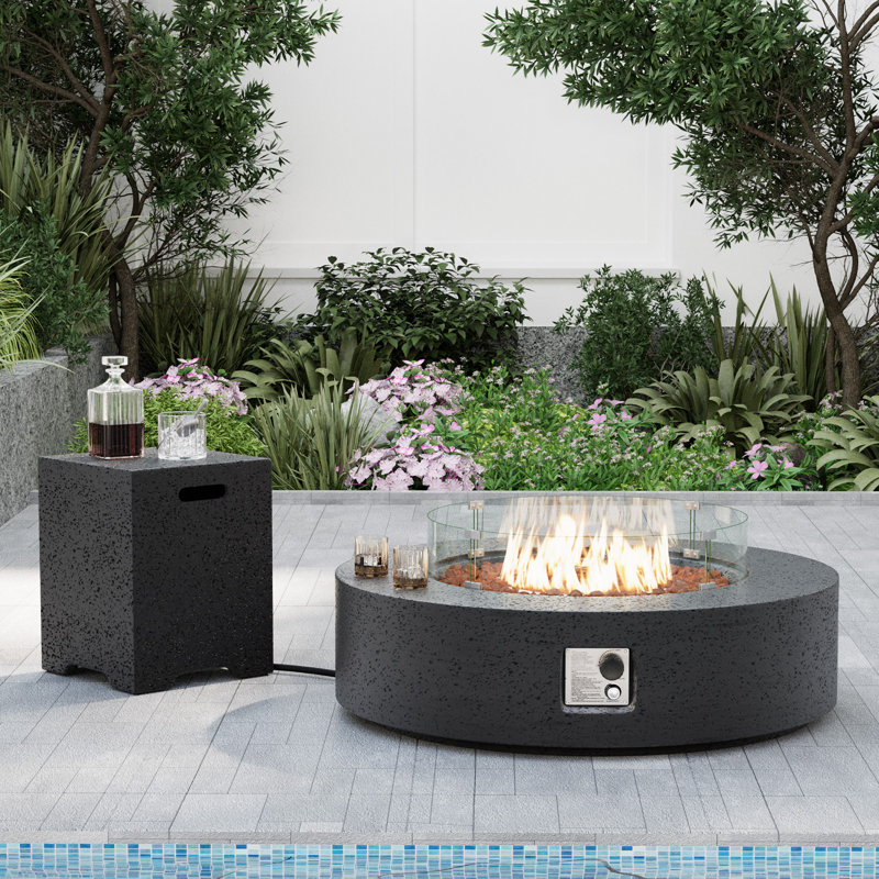 Shade Concrete Propane Outdoor Fire Pit Table, Stone Gray