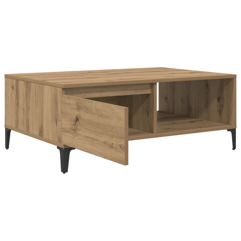 Coffee Table Couch Tea Side Table Chipboard, Black, Artisan Oak