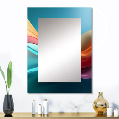 Rainbow Colors Symphony III - miroir mural décoratif formes abstraites, miroir bleu, impression d'art en métal