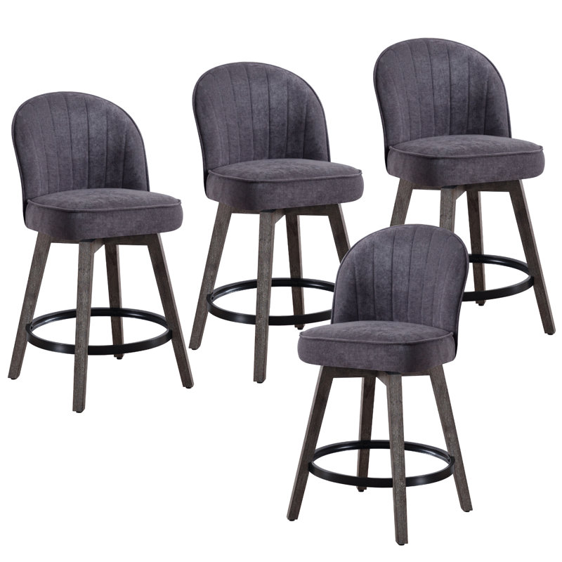 Swivel Counter Height Bar Stools, Dark Gray, 4