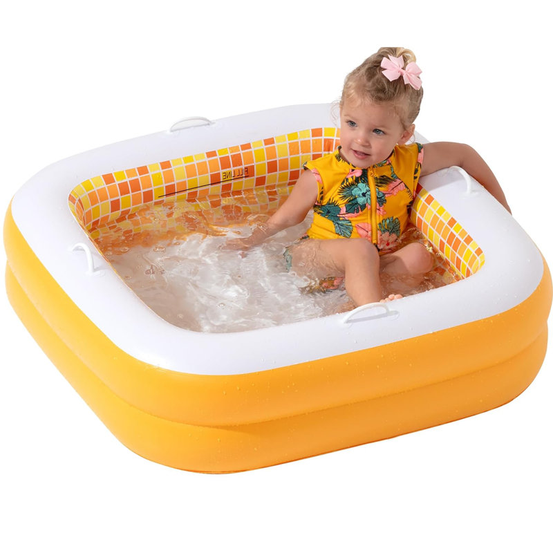 Piscine gonflable carrée de 34 po pour bébés et tout-petits de 1 à 3 ans, un essentiel multifonctionnel pour jouer en été
