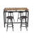 Bar-height rectangular 5-piece kitchen set in classic brown with space-saving stools, seats 4