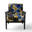 Motif abstrait avec textures bleues et dorées - Fauteuil rembourré moderne