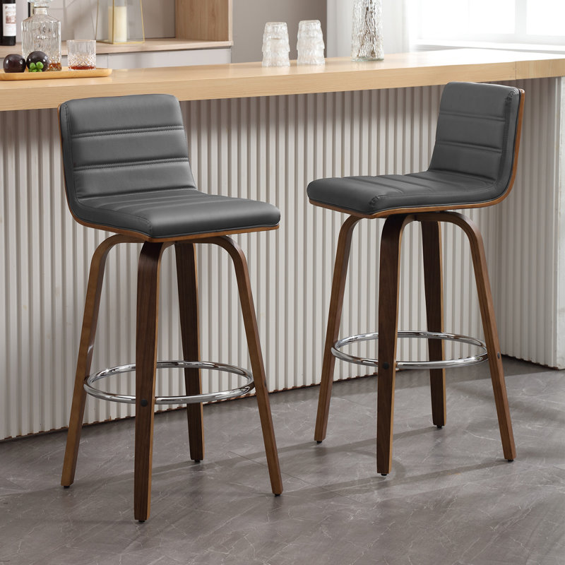 Mariea Upholstered Swivel Counter & Bar Stool, Bar Stool (29" Seat Height), Grey