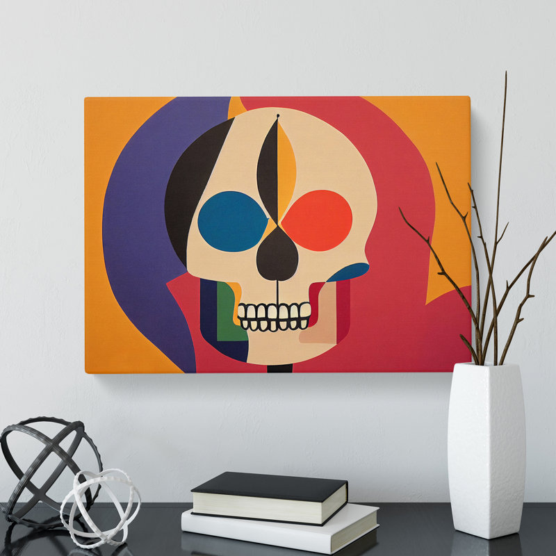 Colourful Abstract Skull - Wrapped Canvas, 50cm H x 76cm W x 3cm D