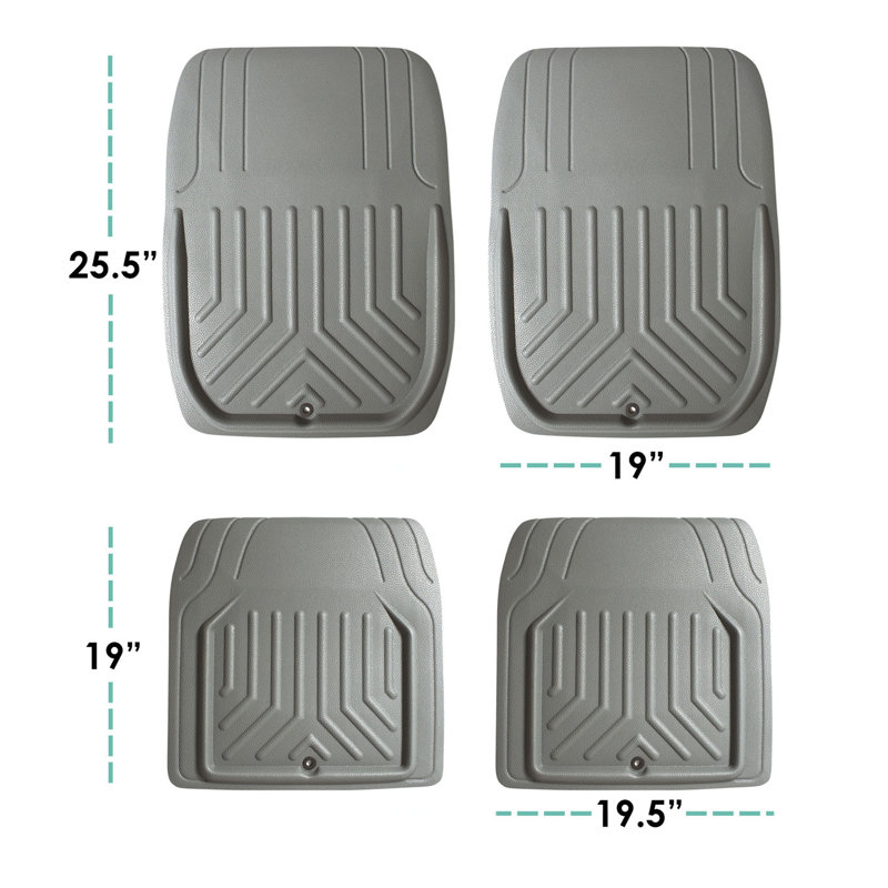 Leanid Faux Leather Deep Tray Floor Mats, Gray