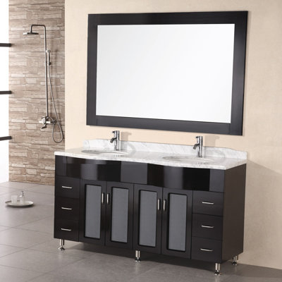 61'' Double Bathroom Vanity with Stone Top
