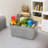  Rustic Galvanized Metal Caddy Basket with Mango Wood Handle, 11 x 7 x 9.5 Inch Organizer, Gray