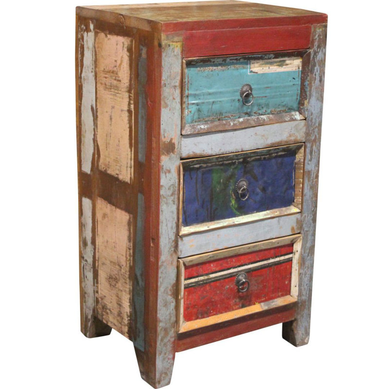 Glenn Solid Wood 45cm W 3 - Drawer Chest of Drawers