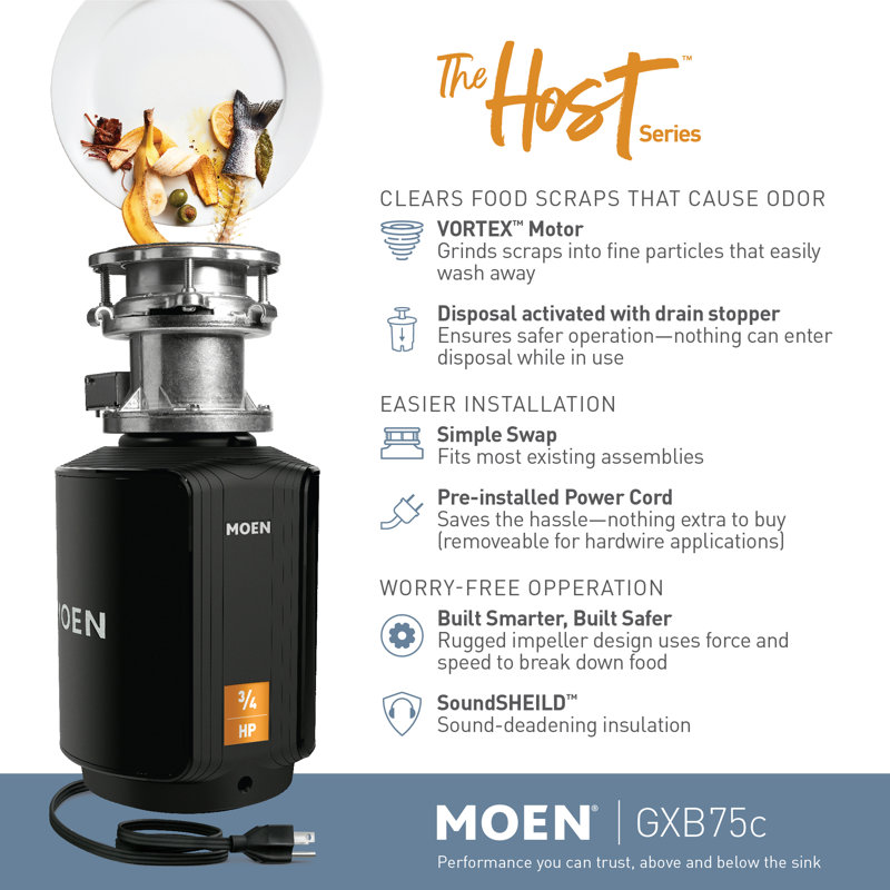 Moen Black 3/4 HP Batch Feed Garbage Disposal