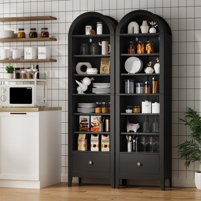 2PCS 8-Shelf Bookcase 71'' H X 20'' W Wood Storage Bookcase With Adjustable Shelves