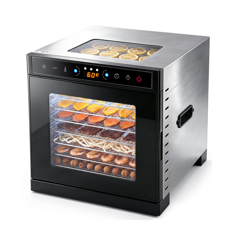 Déshydrateur alimentaire à 8 plateaux, circulation d'air chaud, porte en verre trempé, minuterie numérique et contrôle de la température pour fruits, viande, herbes, gâteries pour animaux