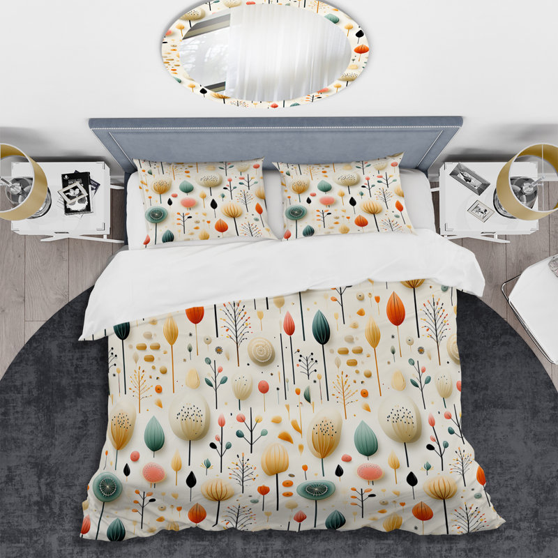 Simplicity In Scandinavian Flowers VII - Ensemble de housse de couette géométrique - Polyester microfibre