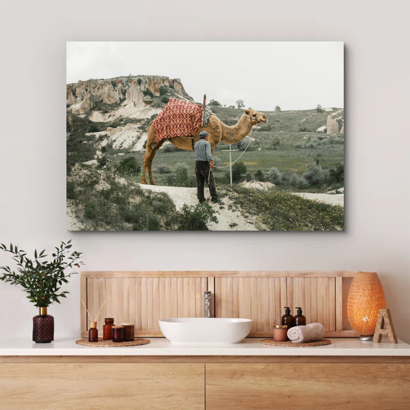 Elderly Man with a Camel in Cappadocia, 8" H x 12" W