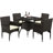 4-Person Patio HDPE Rattan Dining Set with Umbrella Hole