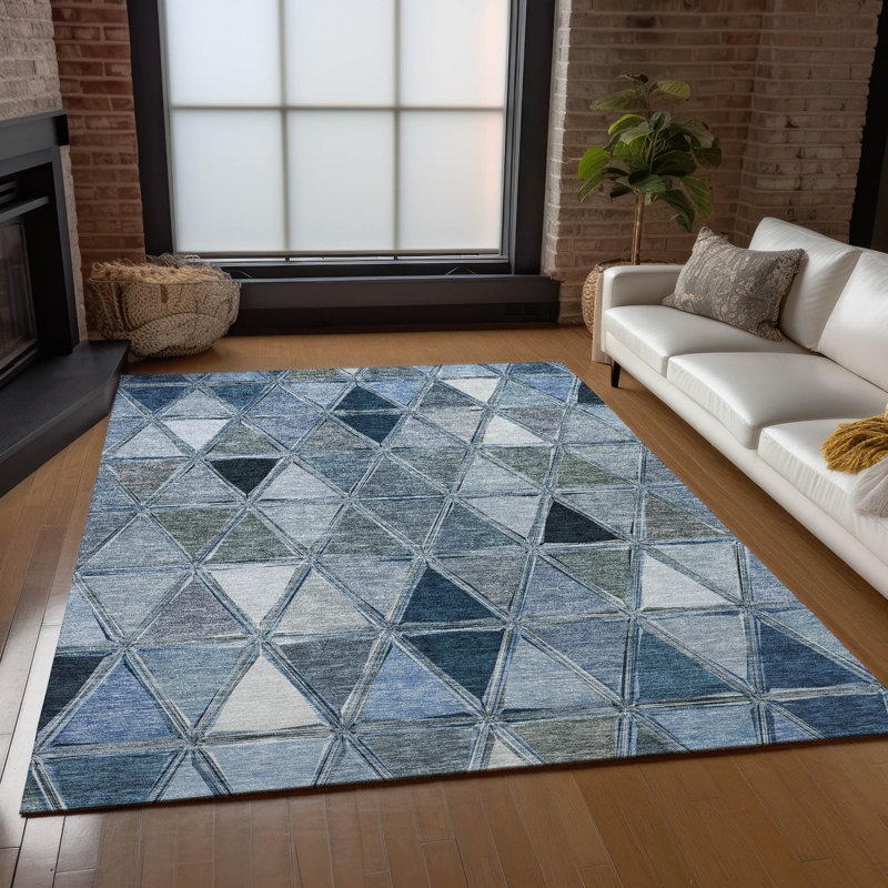 Tapis intérieur / extérieur en polyester tissé à la machine Sherick, Rectangle 5 pi x 7 pi 6 po