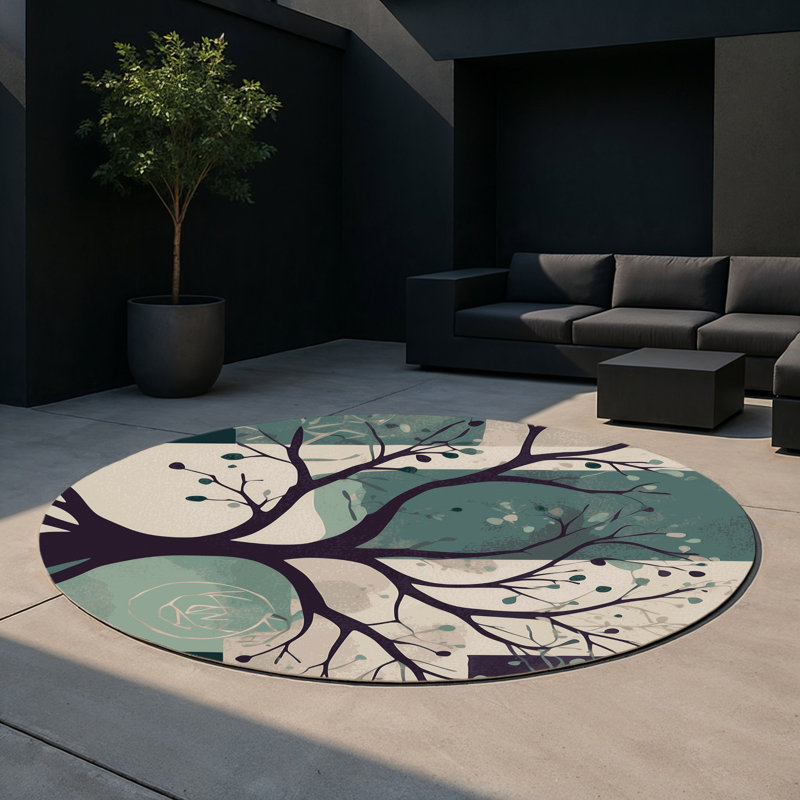 Luminous Overgrowth Indoor And Outdoor Area Rug, Round 5'