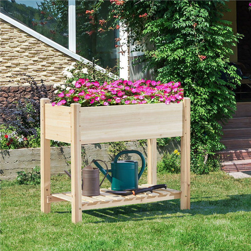 Lit de jardin surélevé à 2 niveaux avec trous de drainage Colyt, H 29,5 po x l 34 po x P 18 po, Bois
