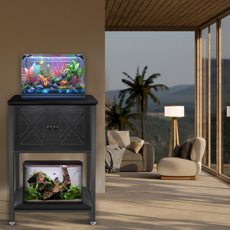 5-10 Gallon Stand With Charging Station, Black