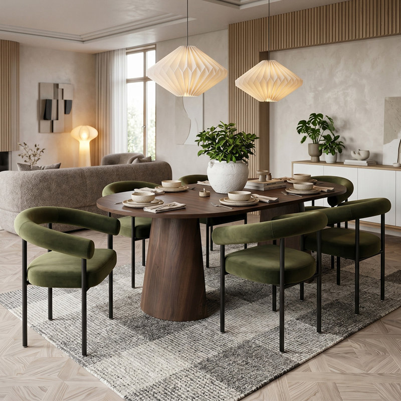 Clarence Extendable Dining Set, 7 pièces : table, 6 chaises, Vert