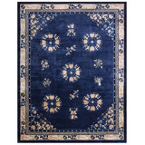 Antique Navy Blue Chinese Room Size Peking Carpet