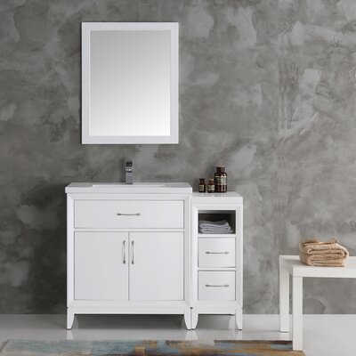 Fresca Cambridge 42"" Free-Standing Single Sink Bathroom Vanity Set with Mirror -  FVN21-3012WH