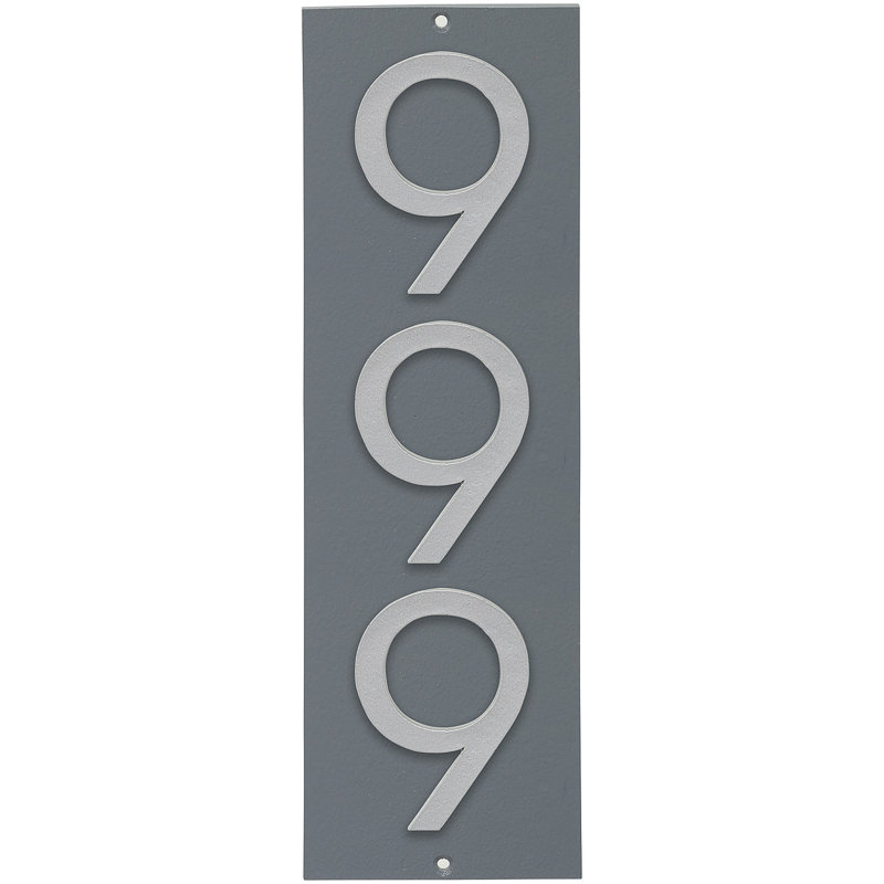 Plaque d’adresse murale sur 1 ligne flottante, Gris, Argent, Oui